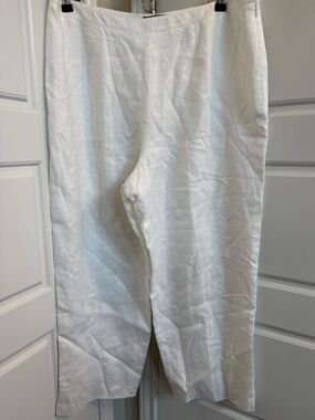 Kate Hill White Cropped Linen Pants Size 16